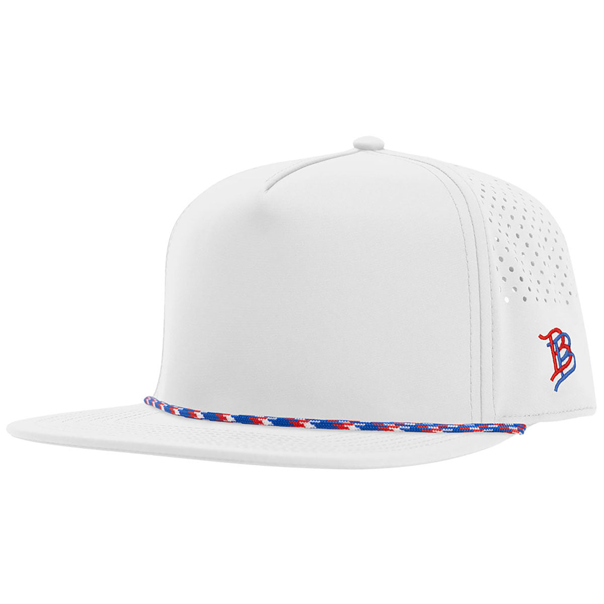 Branded Bills White with Red/White/Blue Bare Flat Rope Cap
