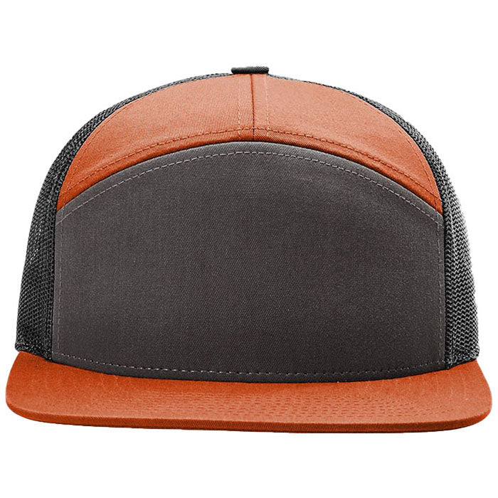 Richardson Charcoal/Burnt Orange/Black 7-Panel Trucker