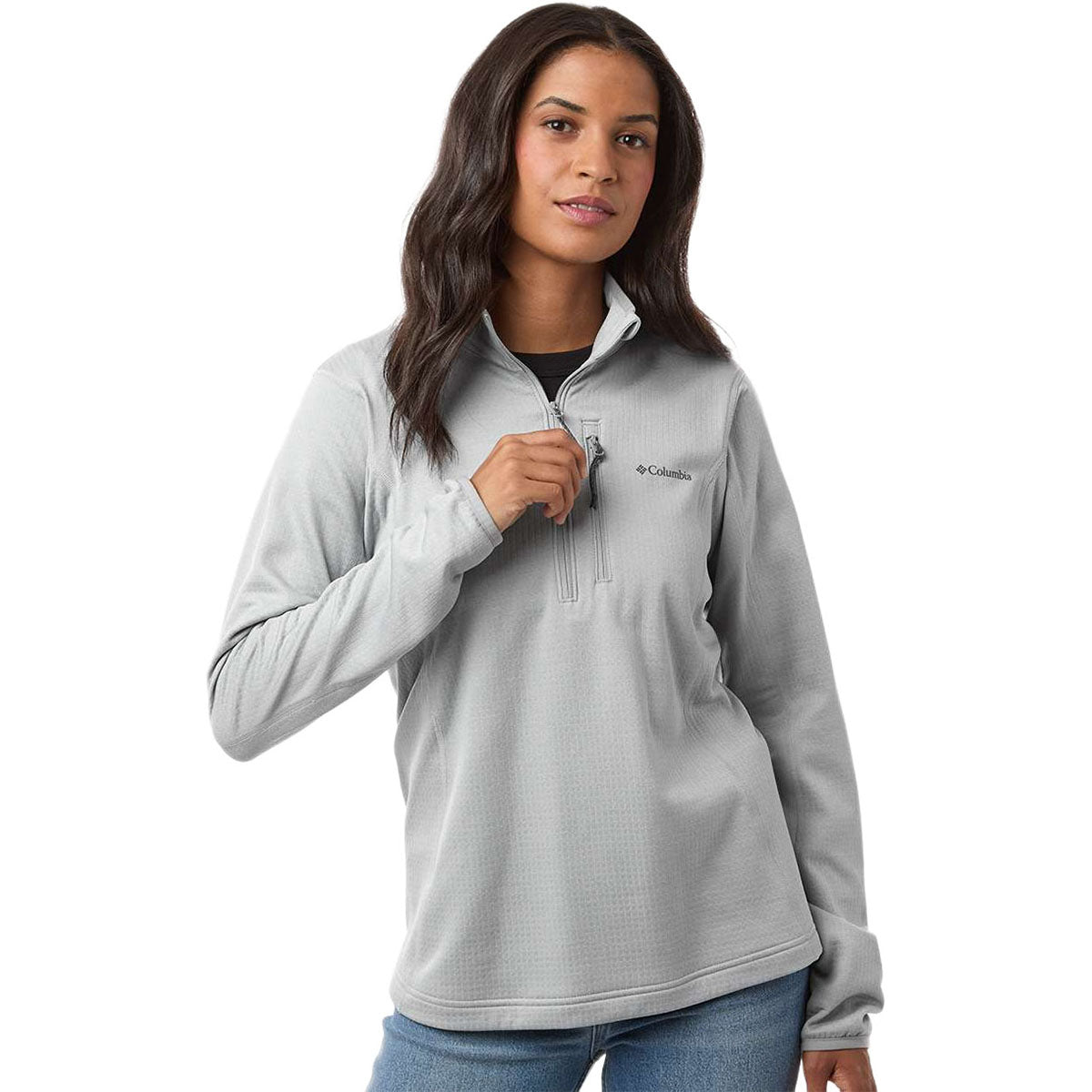 Columbia Women's Columbia Grey Essential Hike Grid Fleece Half-Zip Pullover