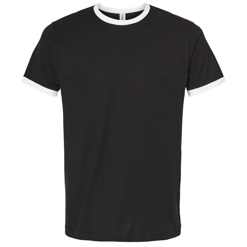 Tultex Unisex Black/White Fine Jersey Ringer T-Shirt