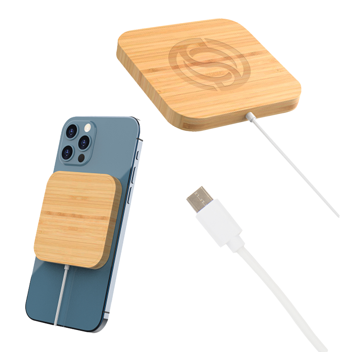 Hit Light Brown Mag Max Bamboo Magnetic Wireless Charger 2.0