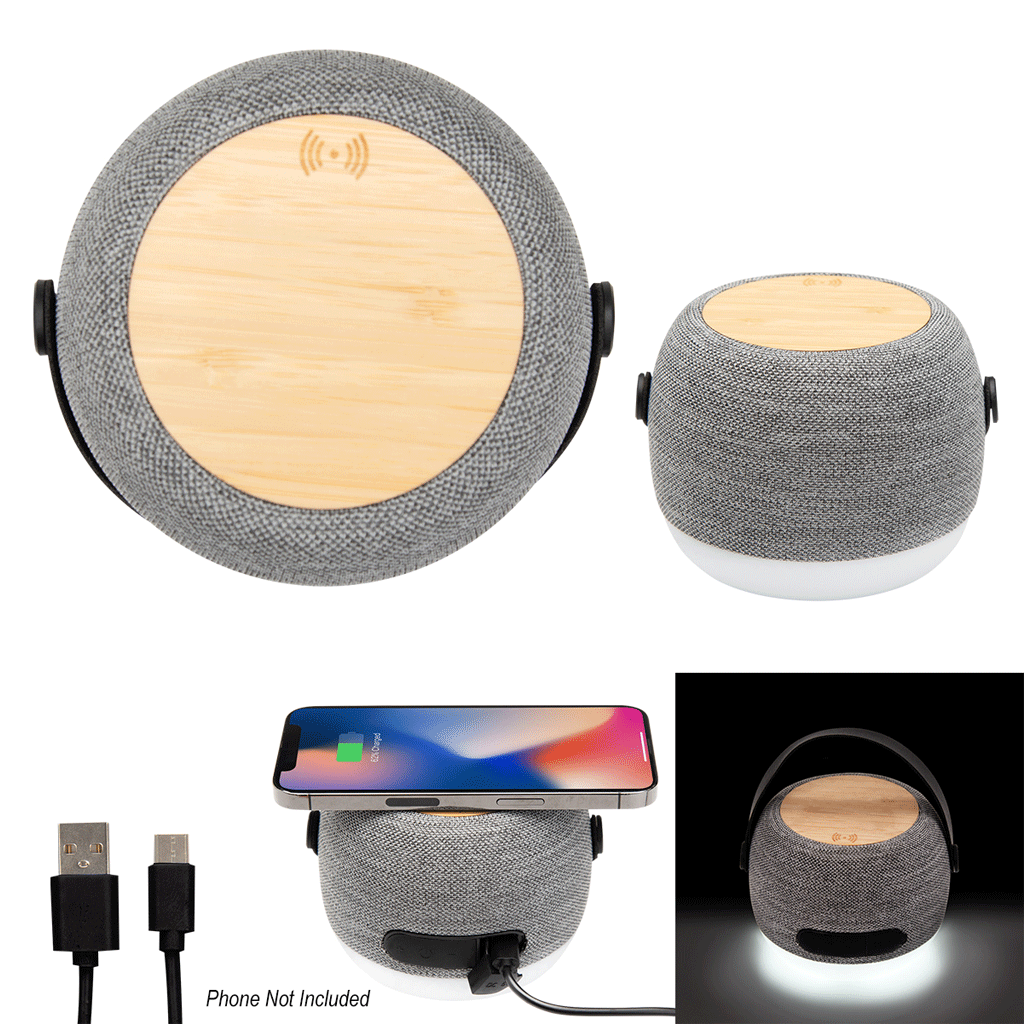 Hit Grey rPET Light Up 15W Charger & Hi-Fi Speaker