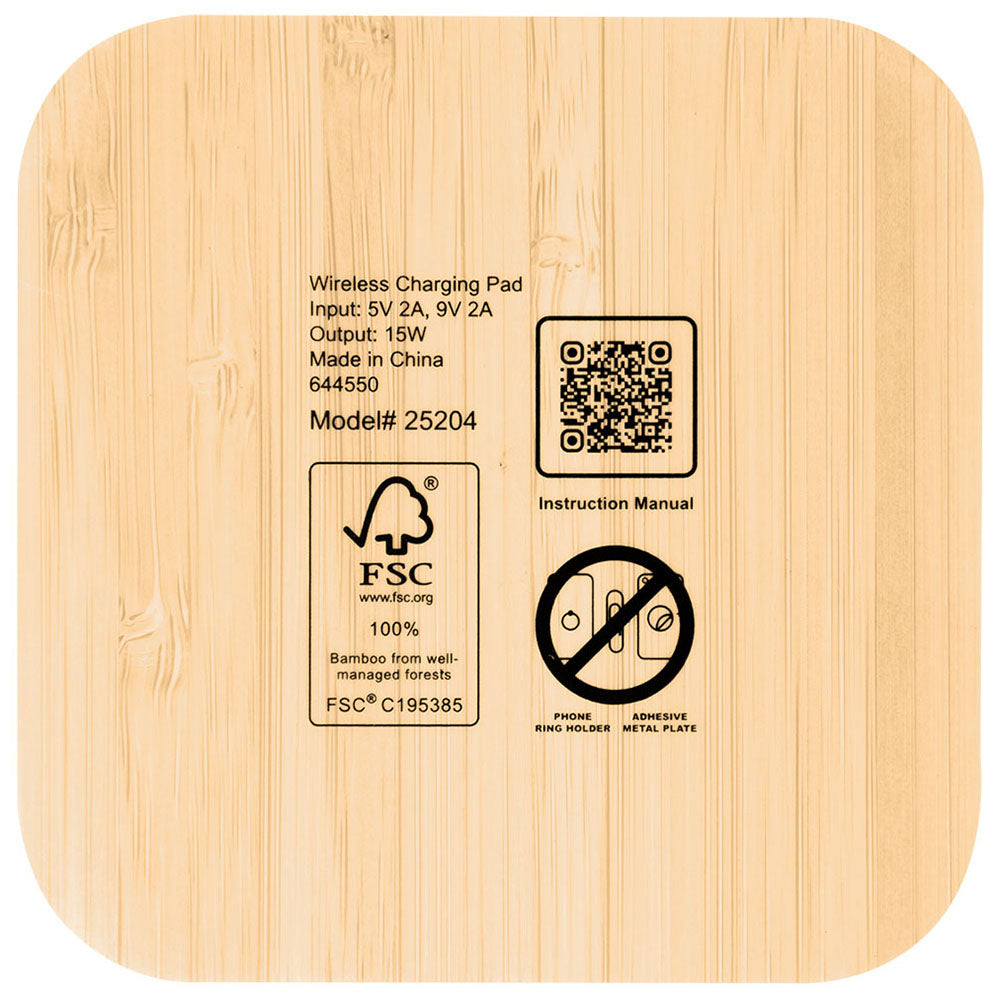 Hit Grey with Bamboo 15W Bamboo & rPET Wireless Charger