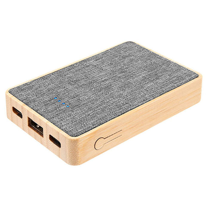 Hit Grey with Bamboo 5,000 mAh Bamboo & rPET Power Bank