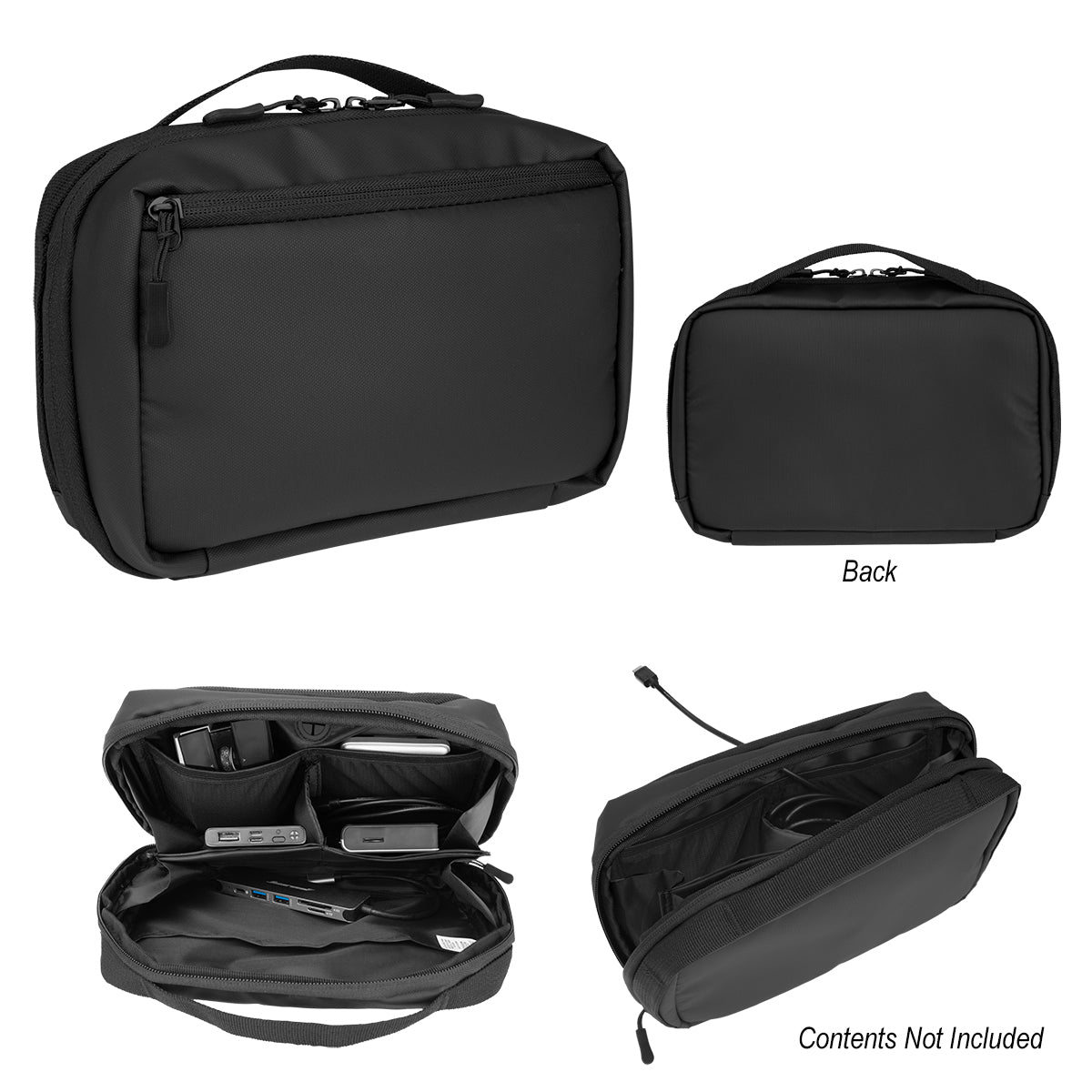 Hit Black rPET Tech Pouch with Easy Cord Access