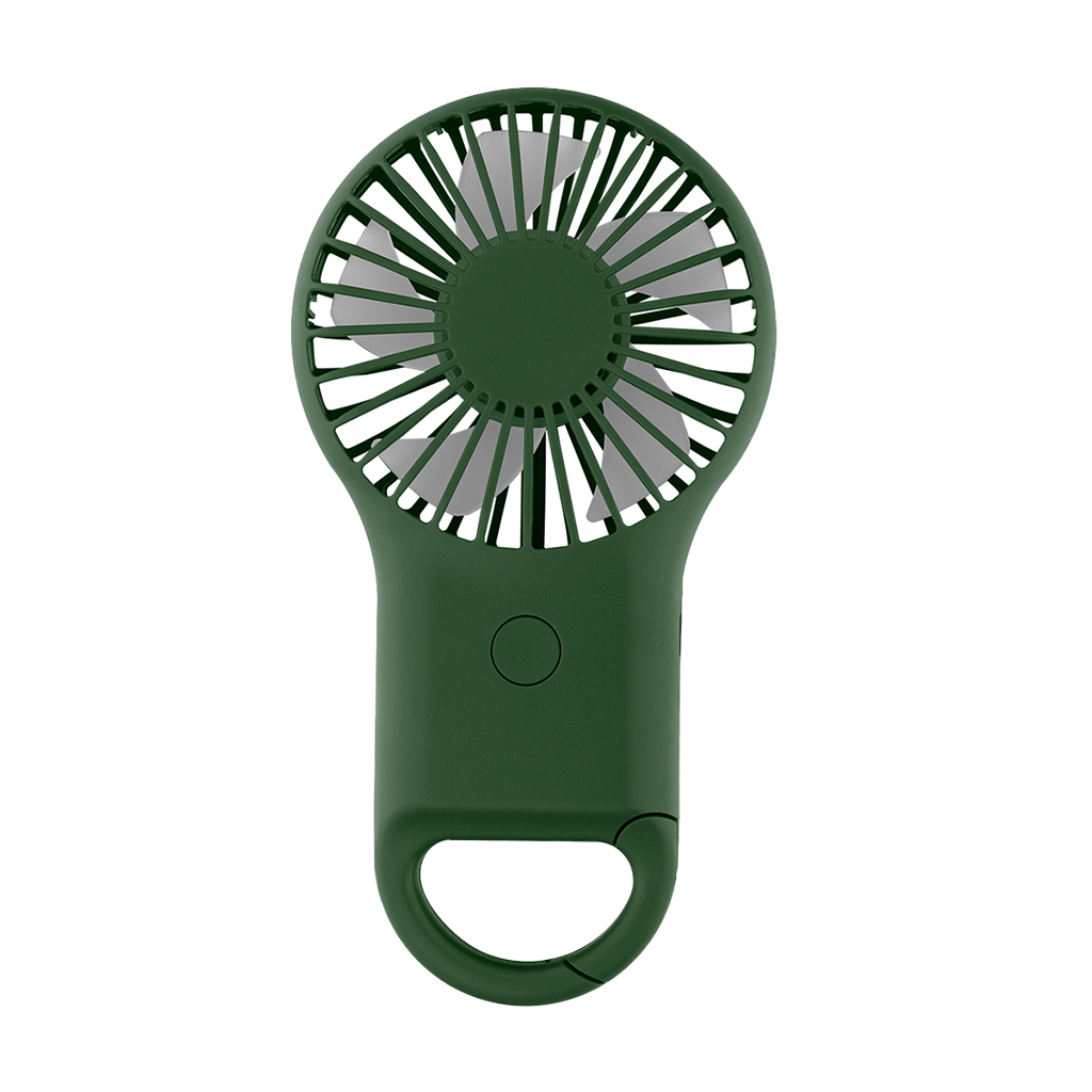 Hit Dark Green Rechargeable Handheld Fan With Carabiner 2.0