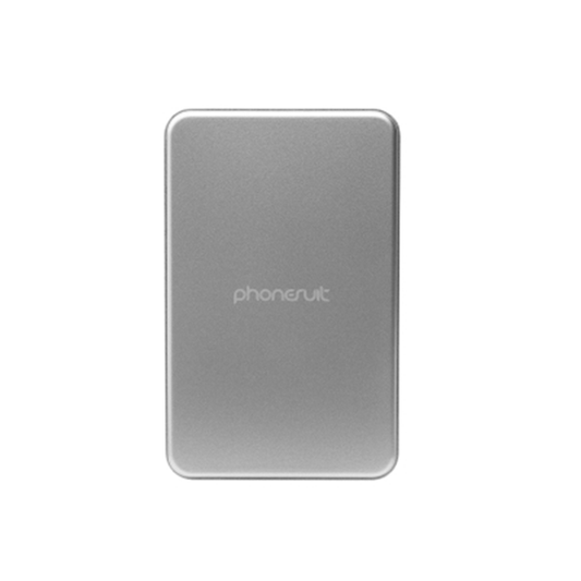PhoneSuit® Silver Elite Mag Qi2 Wireless Battery Pack & Portable Pocket Charger 10,000 mAh