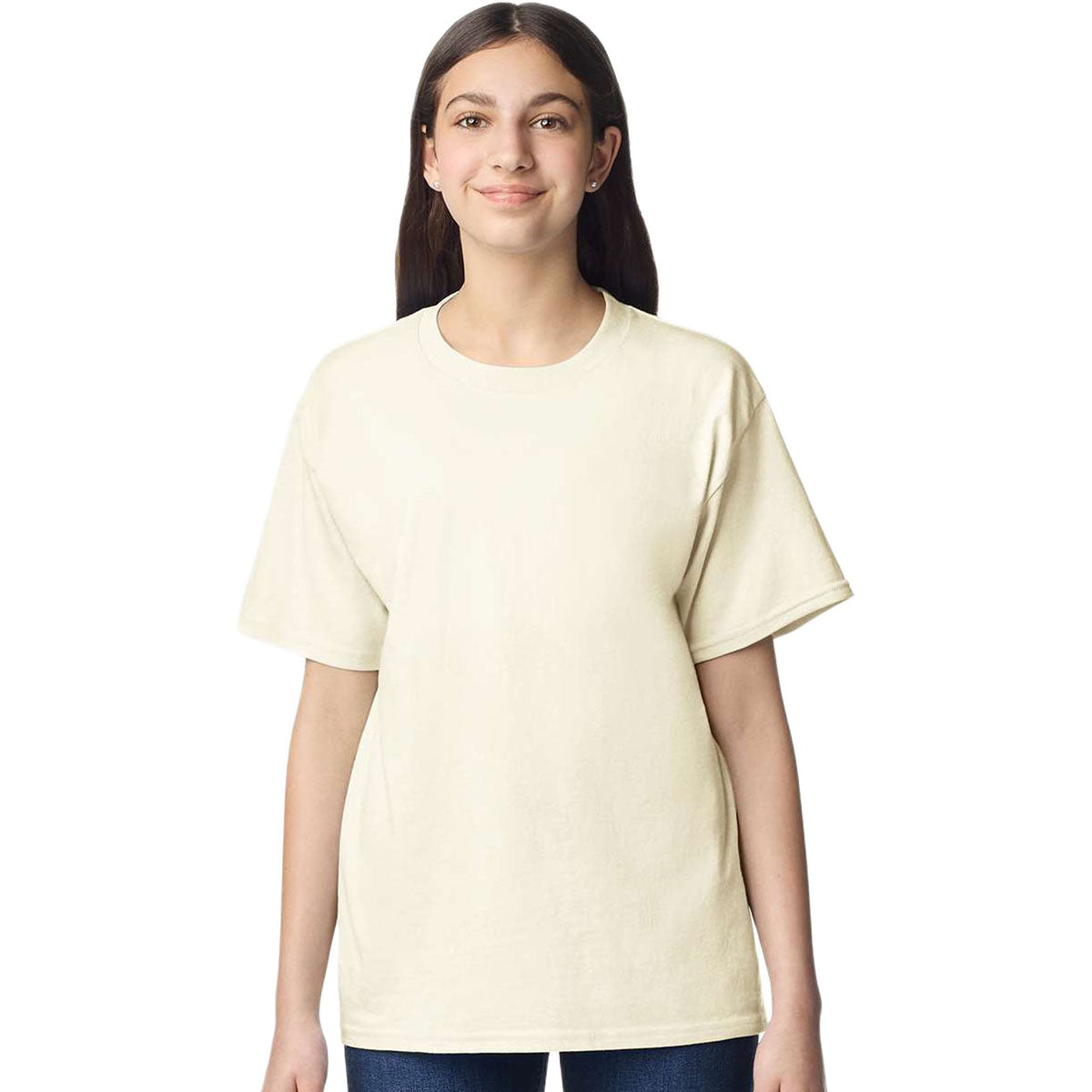 Gildan Youth Off White Light Cotton T-Shirt