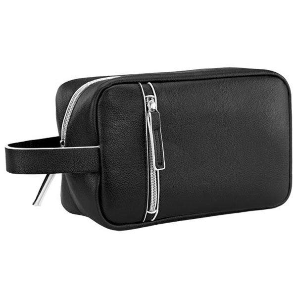 Hit Black with White Glen Leatherette Toiletry Bag