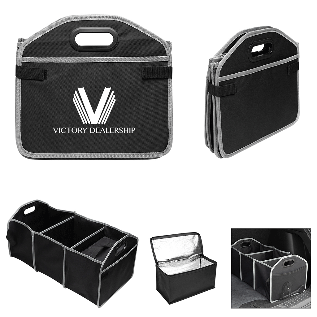 Hit Black with Grey Trunk Organizer with Cooler Bag