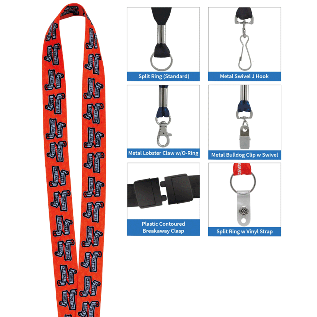 Koozie White 1" RPET Fine-Print Lanyard