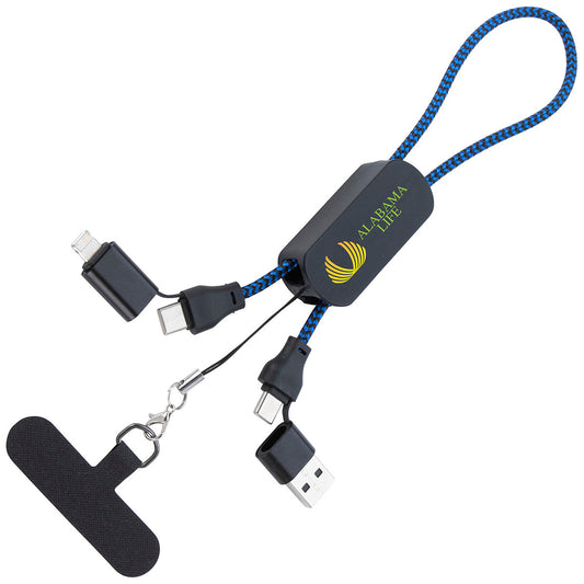 Koozie Blue/Black Wrist Strap Power Delivery Recycled Charging Cable 65W