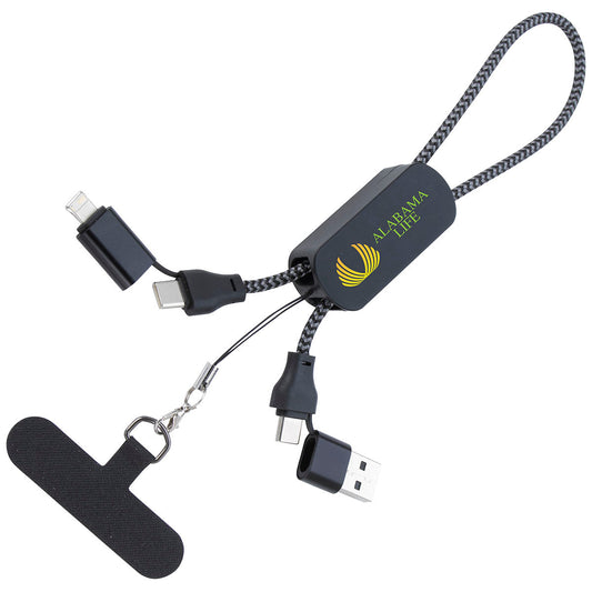 Koozie Grey/Black Wrist Strap Power Delivery Recycled Charging Cable 65W