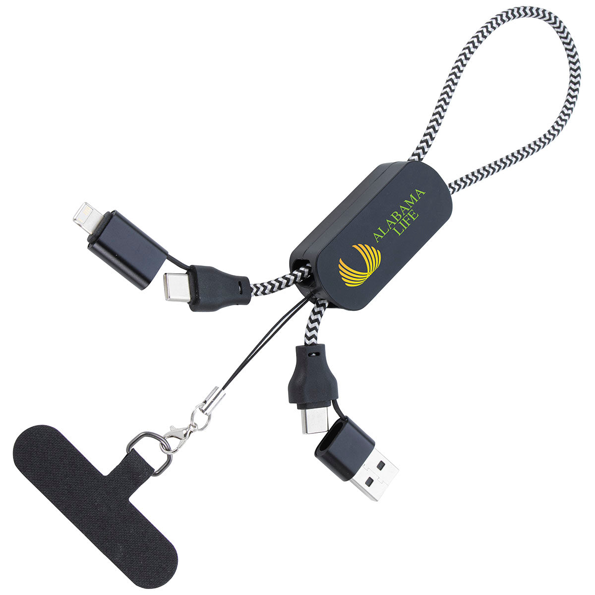 Koozie White/Black Wrist Strap Power Delivery Recycled Charging Cable 65W