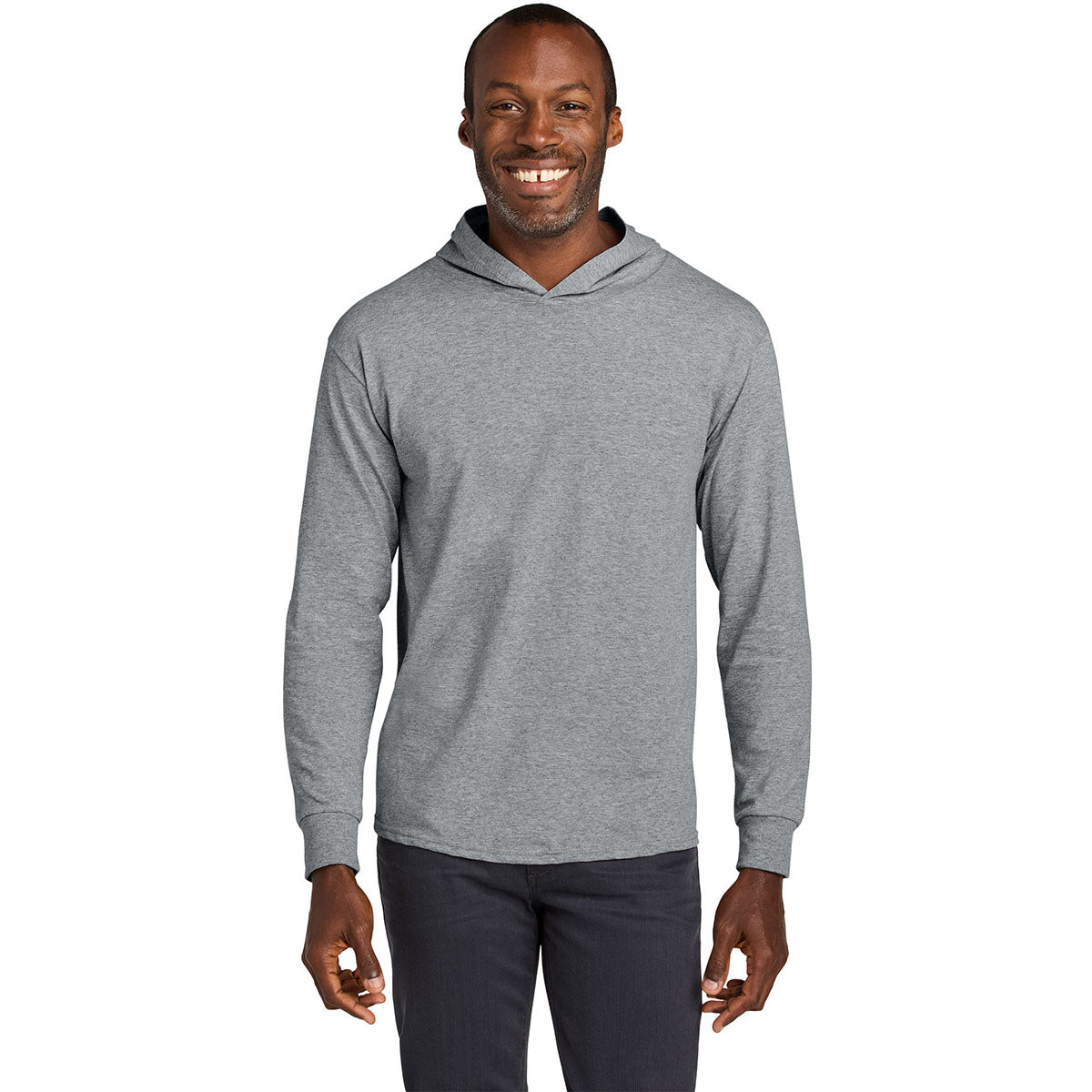 Jerzees Classics Unisex Athletic Heather Cotton Long Sleeve Hooded T-Shirt
