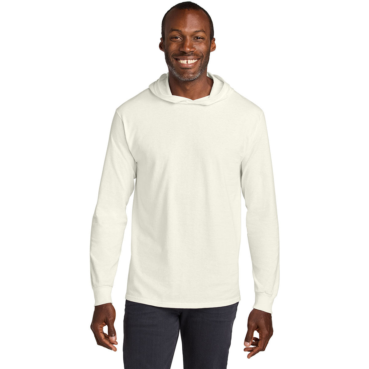Jerzees Classics Unisex Sweet Cream Heather Cotton Long Sleeve Hooded T-Shirt