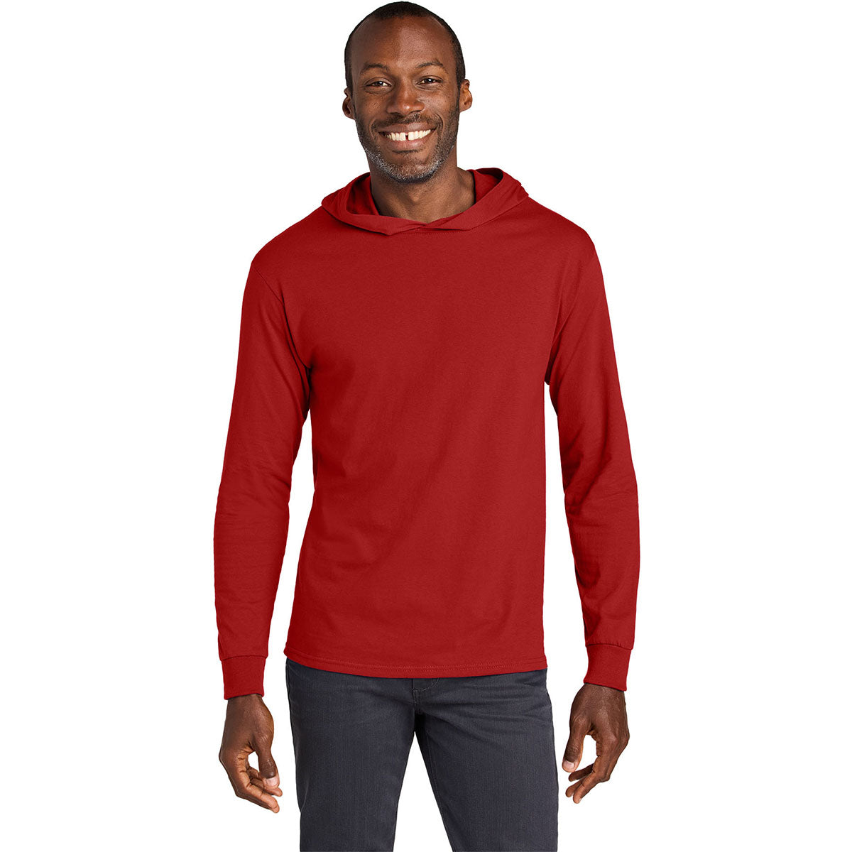 Jerzees Classics Unisex True Red Cotton Long Sleeve Hooded T-Shirt