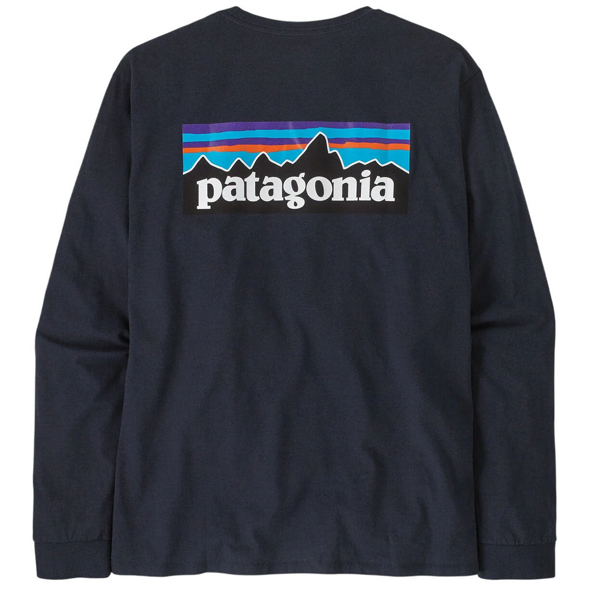Patagonia Men's New Navy Long-Sleeved P-6 Logo Responsibili-Tee