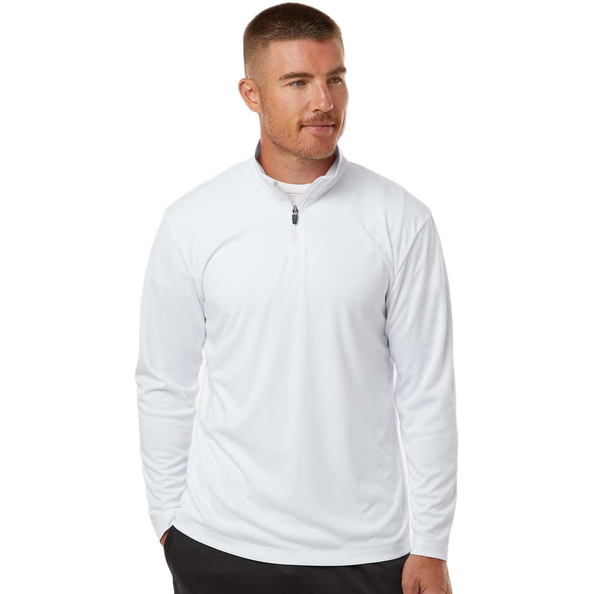 AllPro Men's White Pro-Lock Performance Quarter-Zip Pullover