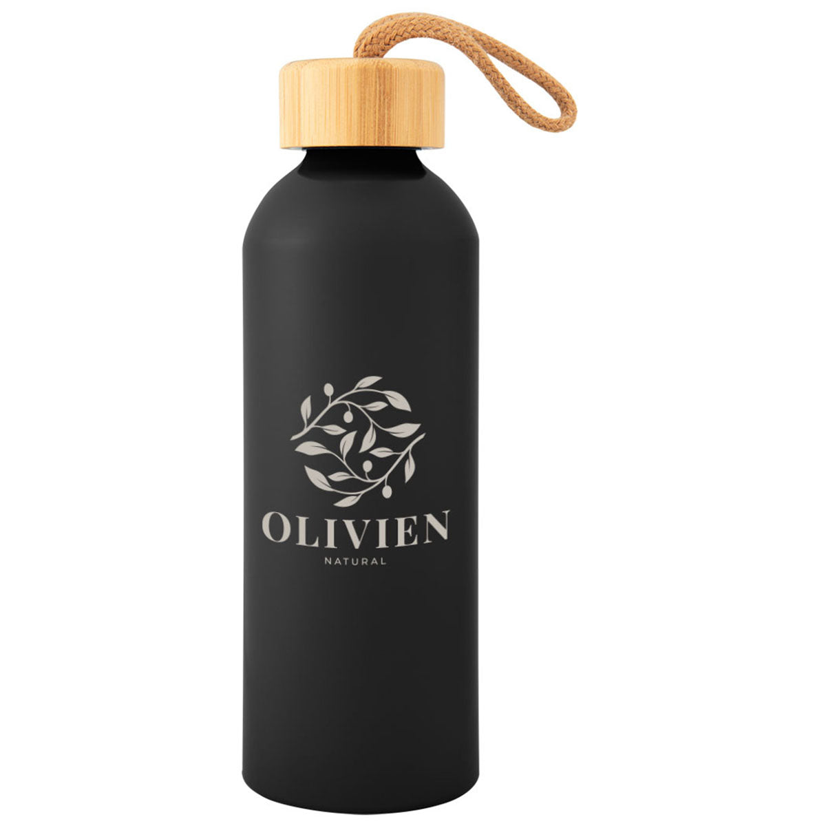 Hit Black 25 Oz. Blaire Recycled Aluminum Bottle With Bamboo Lid