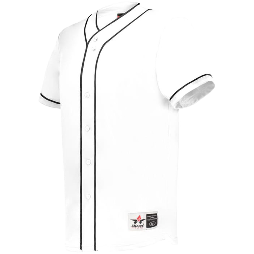 Augusta Sportswear White Black Diamond Full-Button Baseball Jersey