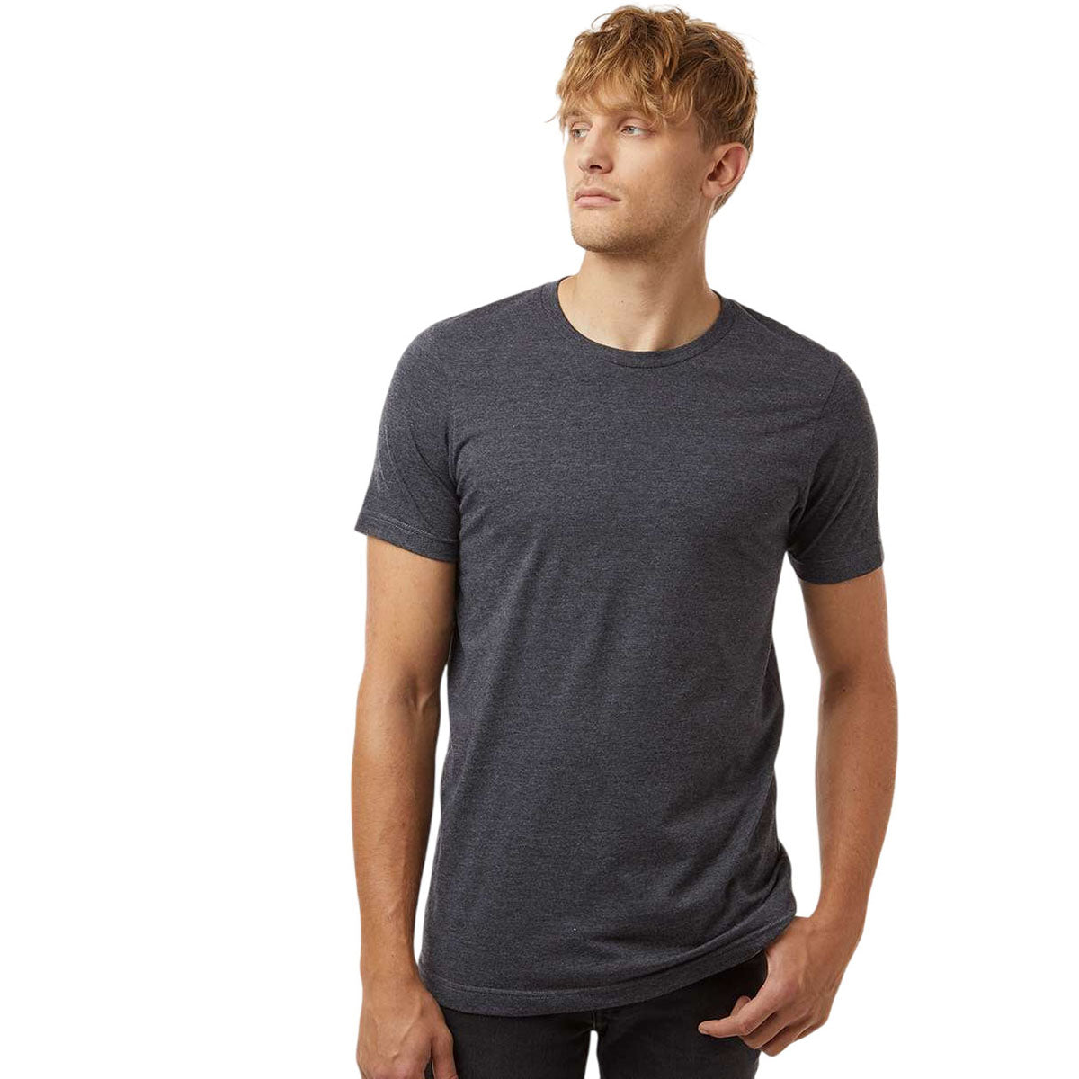 Tultex Unisex Heather Dark Grey Combed CVC T-Shirt