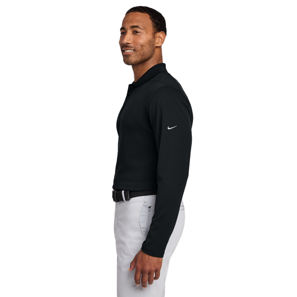 Nike Men's Black Dri-FIT Micro Pique 2.0 Long Sleeve Polo