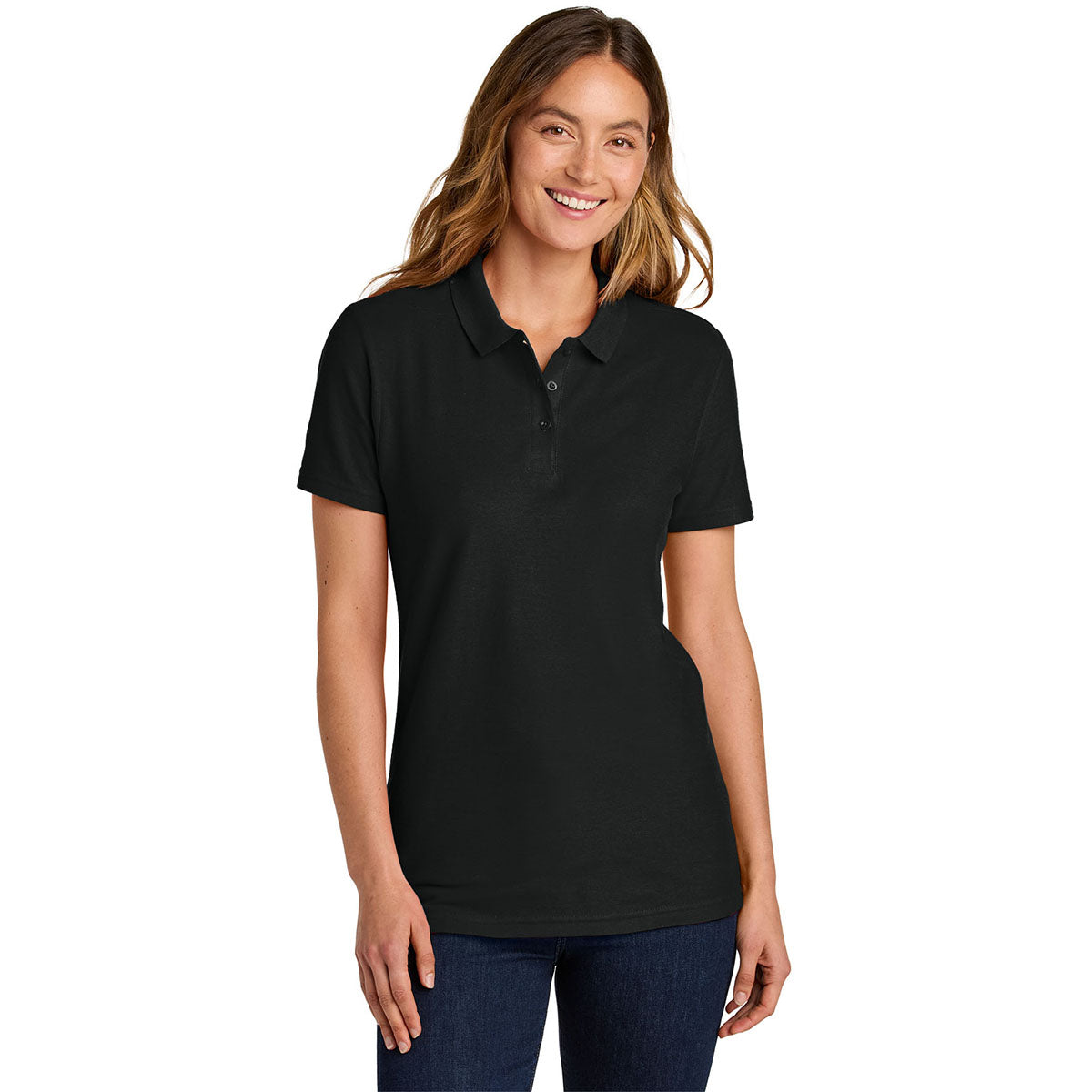 Gildan Women's Black Softstyle Pique Polo