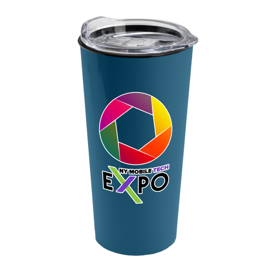 Garyline Steel Blue Roadmaster Travel Tumbler with Clear Slider Lid - 18 oz.
