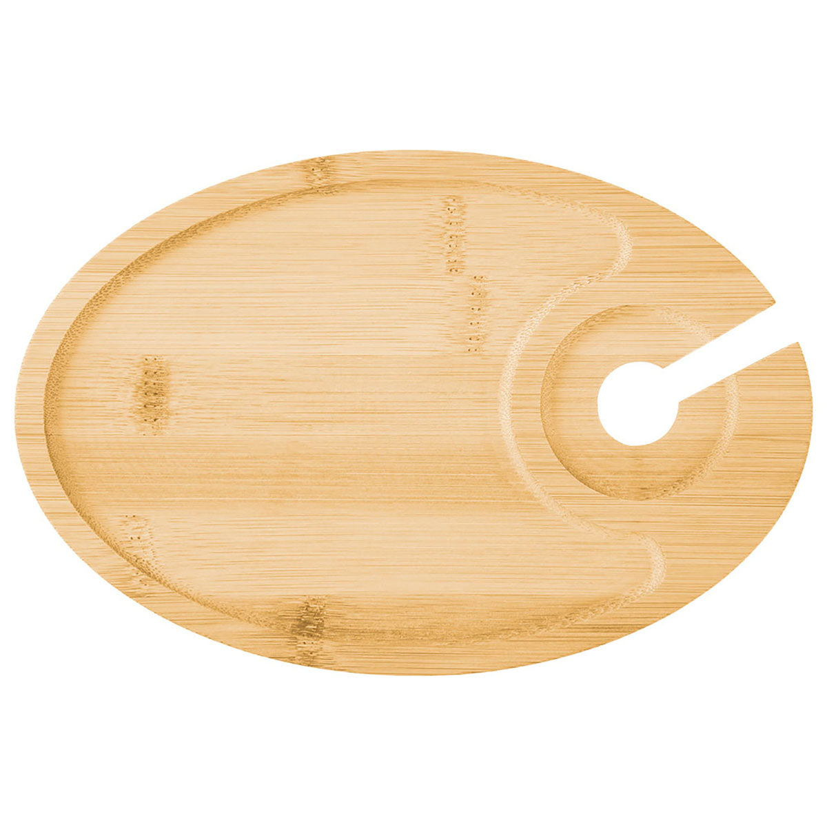 Hit Bamboo Wine & Dine Recessed Bamboo Tray With Wine Glass Holder