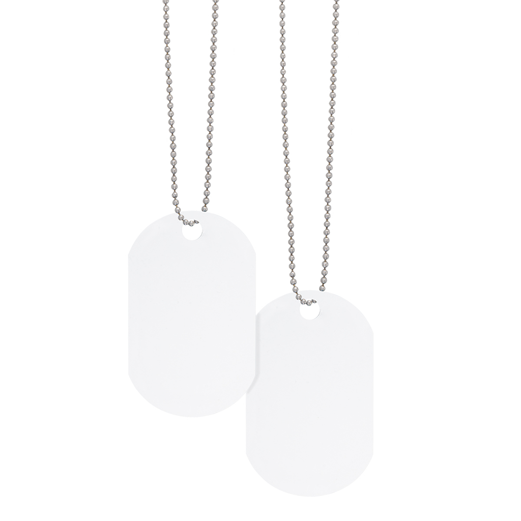 Hit White Acrylic Dog Tag with Chain