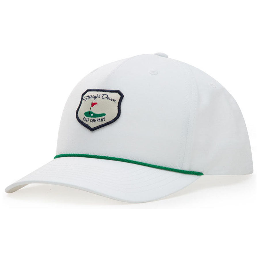 Straight Down White Retro Rope Hat Curved Bill