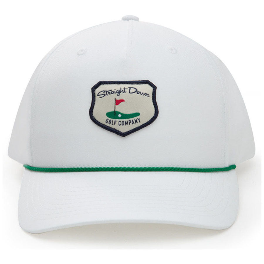 Straight Down White Retro Rope Hat Curved Bill
