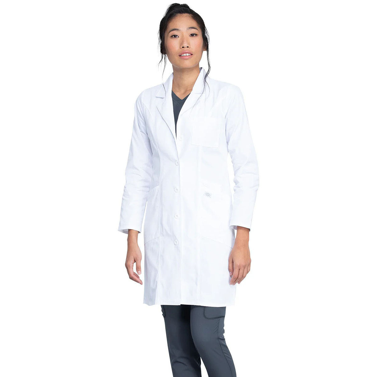 Dickies Women's White Four-Pocket 37" Full Length Lab Coat