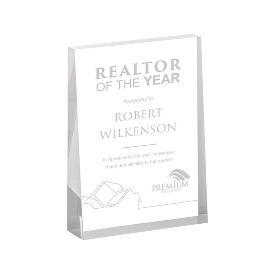 St. Regis Group Clear Vertical Lansing Award - 3" x 4" x 0.75"
