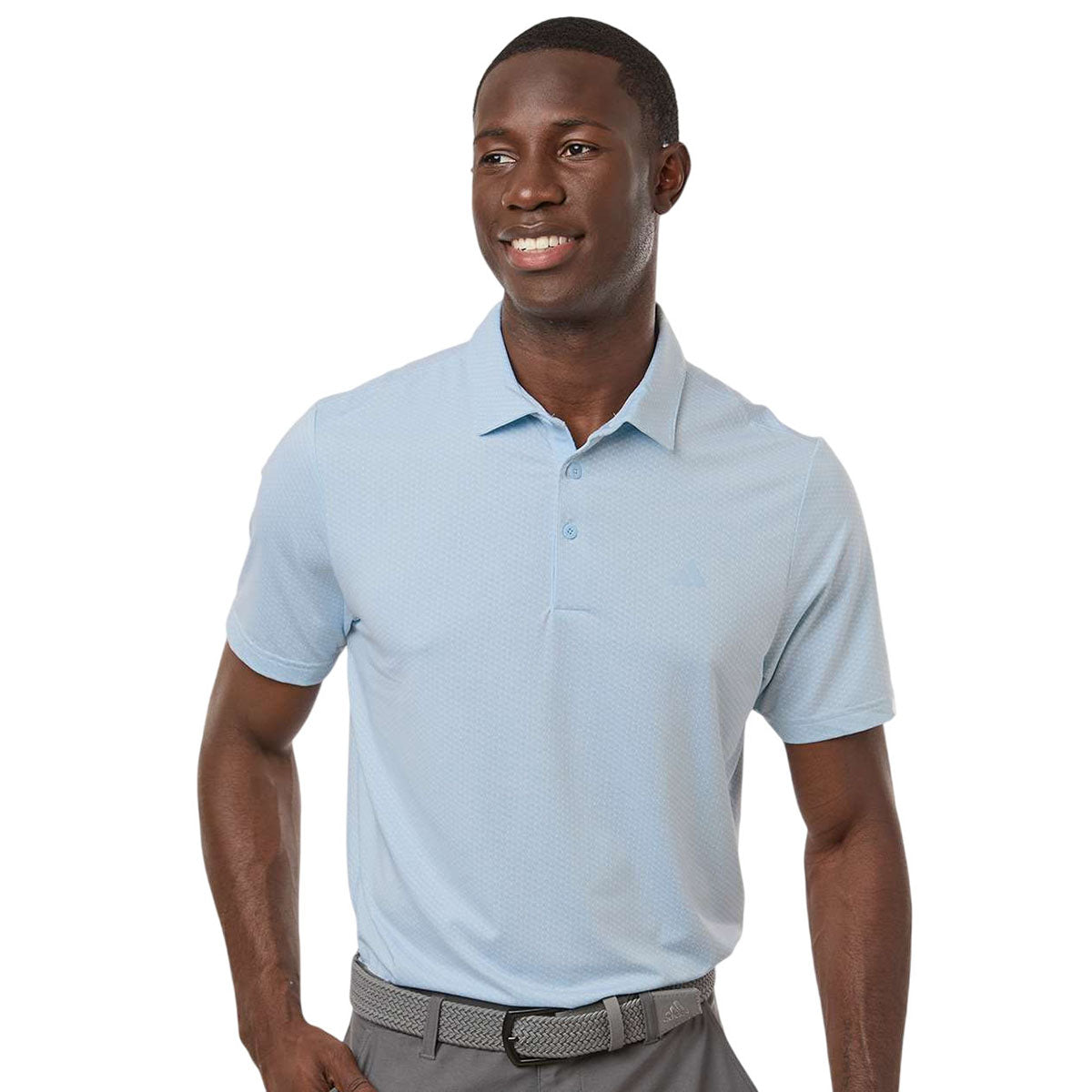 Adidas Men's White/Crystal Sky Performance Textured Polo