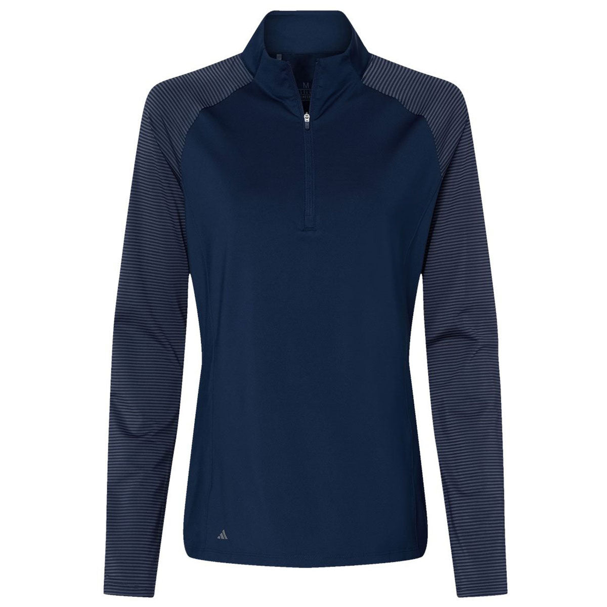 Adidas Women's Team Navy Blue Stripe Block Quarter-Zip Pullover