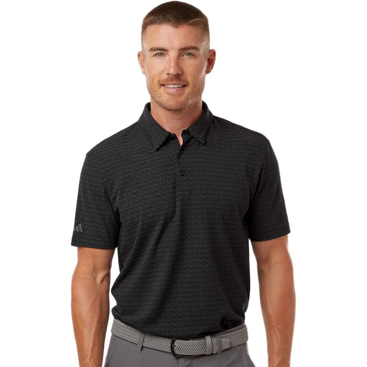 Adidas Men's Black Printed Blend Polo
