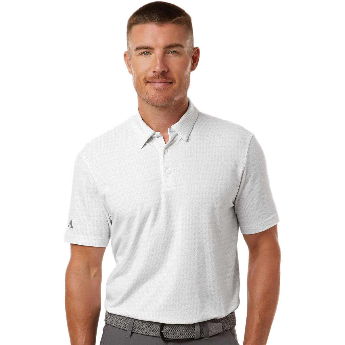 Adidas Men's White Printed Blend Polo