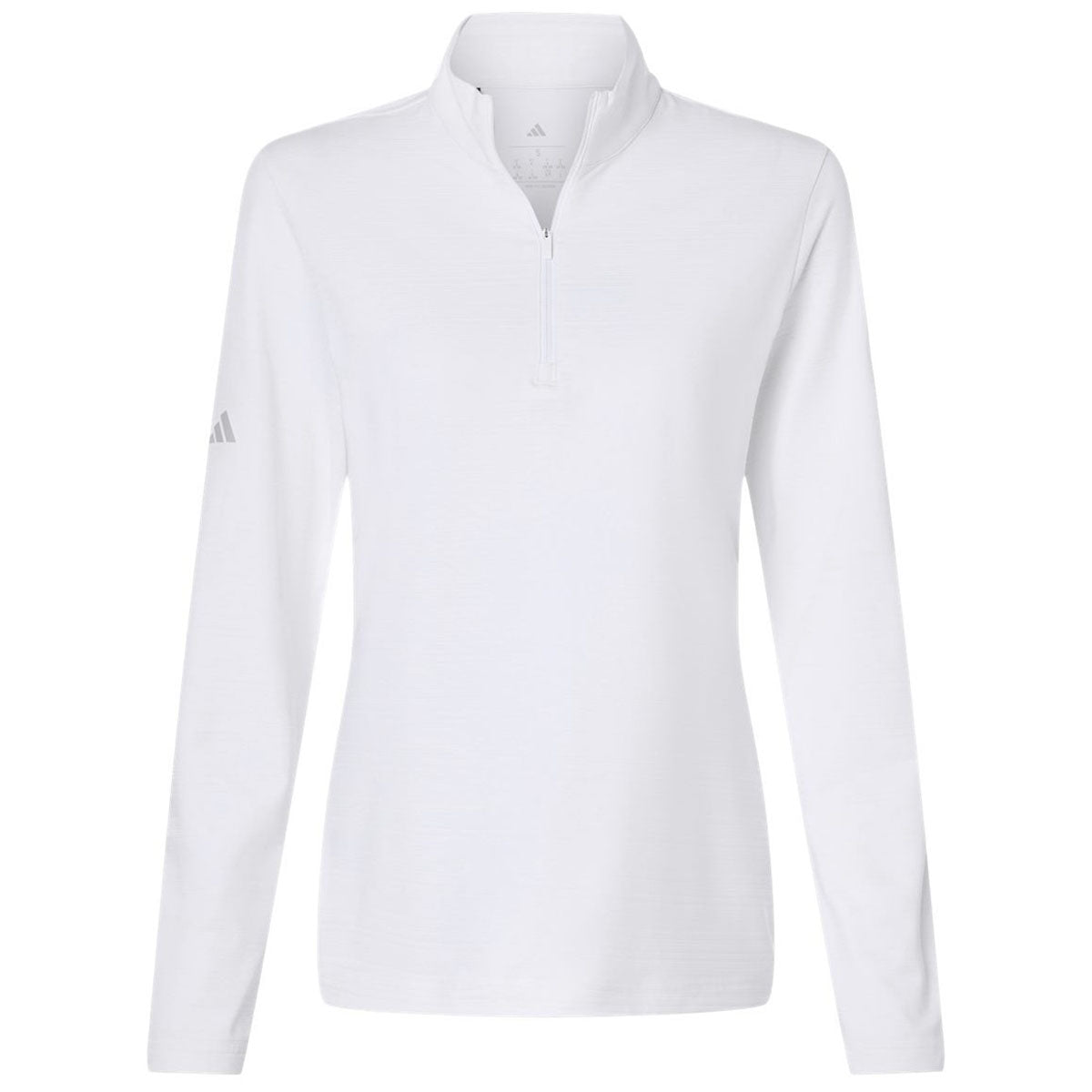 Adidas Women's White Textured Stripe Quarter-Zip Pullover