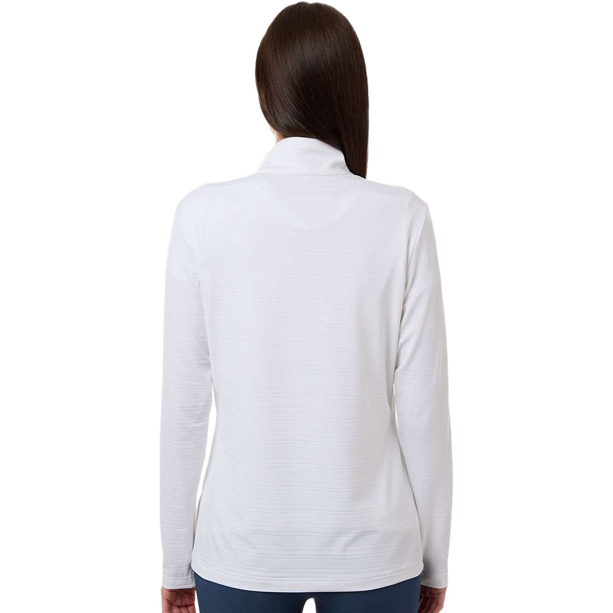 Adidas Women's White Textured Stripe Quarter-Zip Pullover