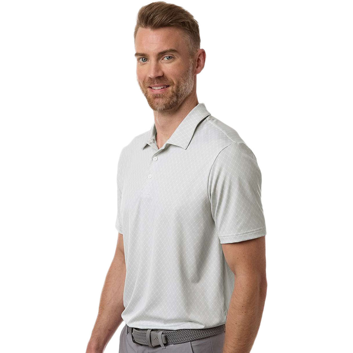 Adidas Men's White 4-Way Stretch Printed Polo