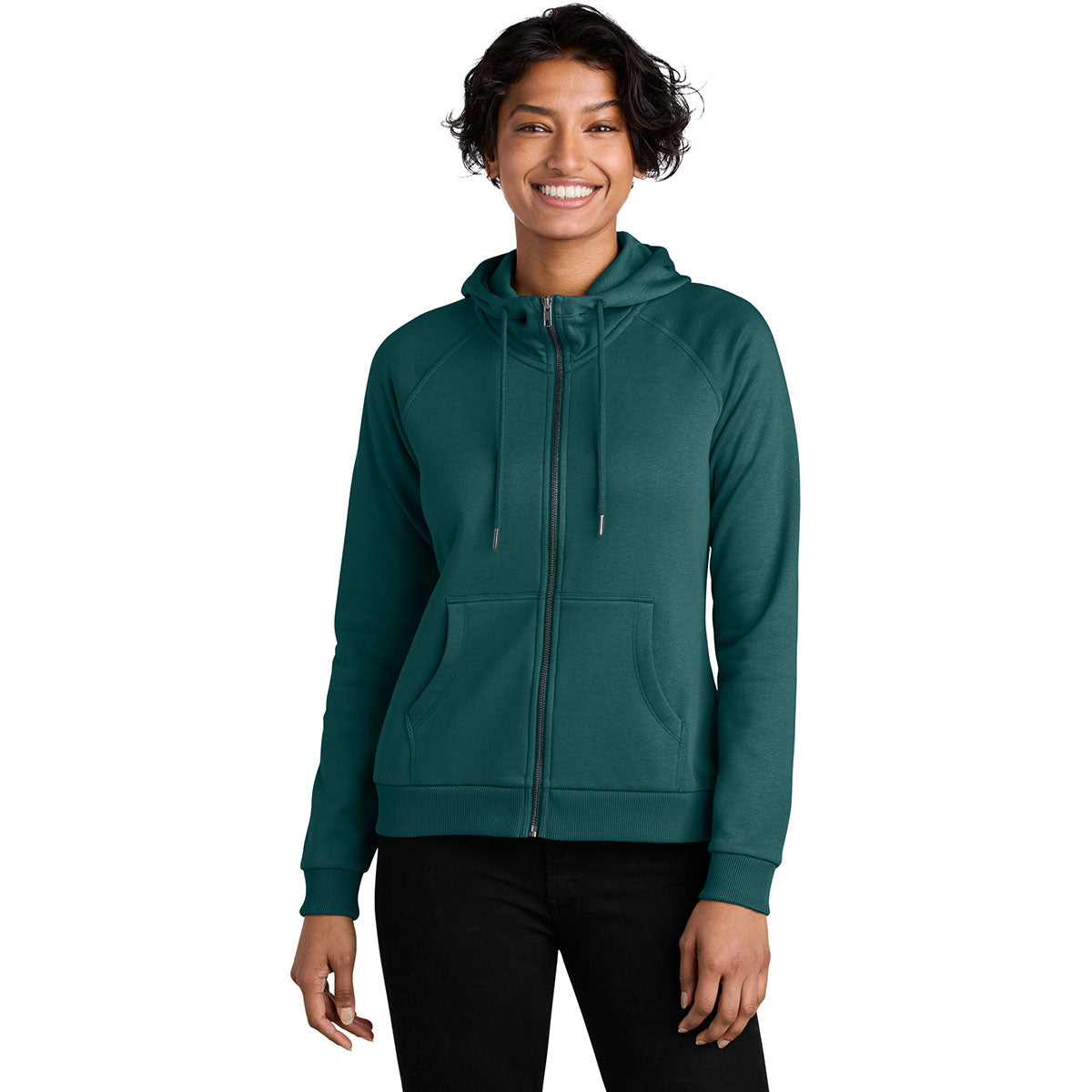 Allmade Women's Deep Sea Green Organic CVC Fleece Full-Zip Hoodie