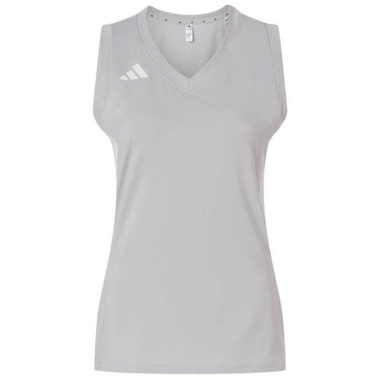 Adidas Women's Team Light Grey/White Quickset V-Neck Sleeveless Jersey