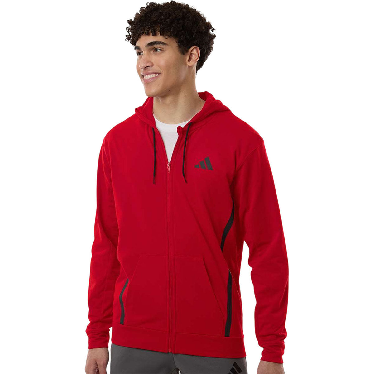 Adidas Men's Team Power Red Game & Go Fleece Full-Zip Hooded Sweatshirt