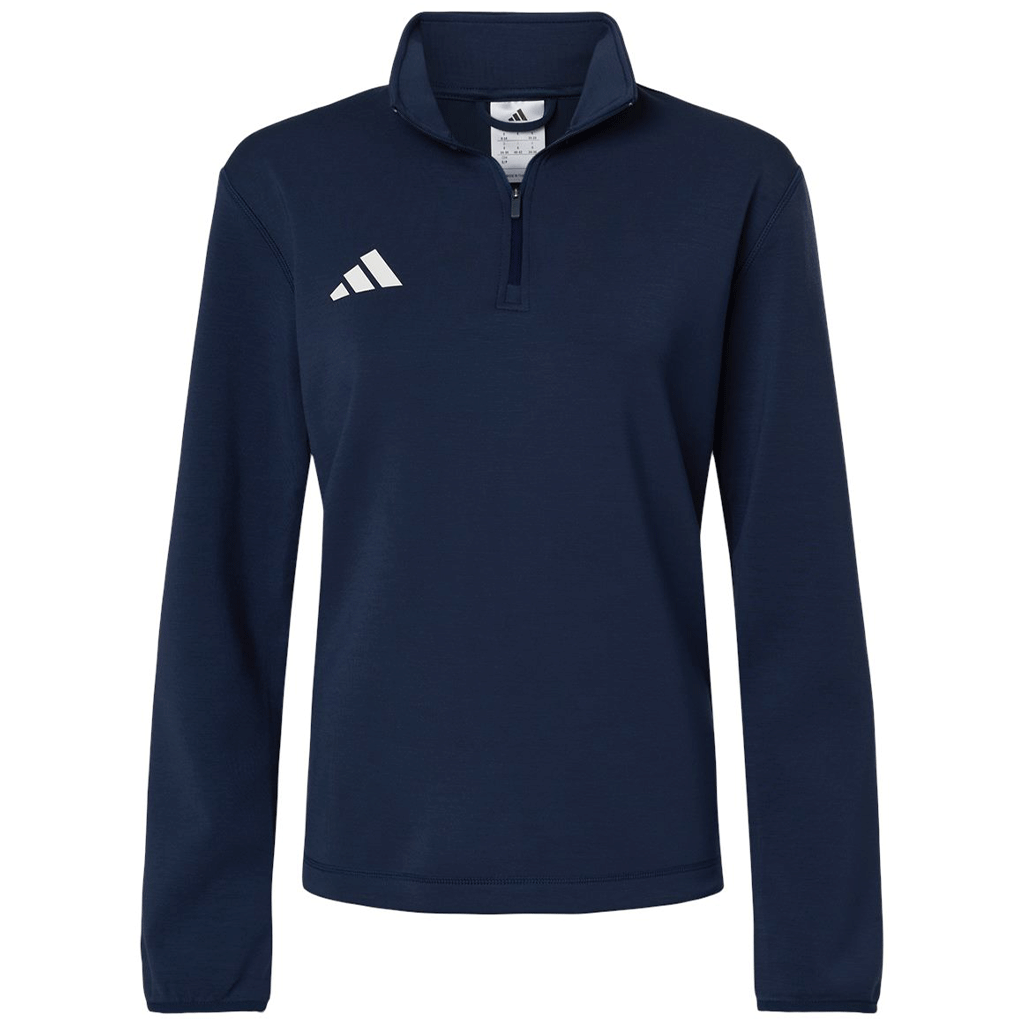 adidas Women's Team Navy Blue/White 3-Stripes Quarter-Zip Pullover