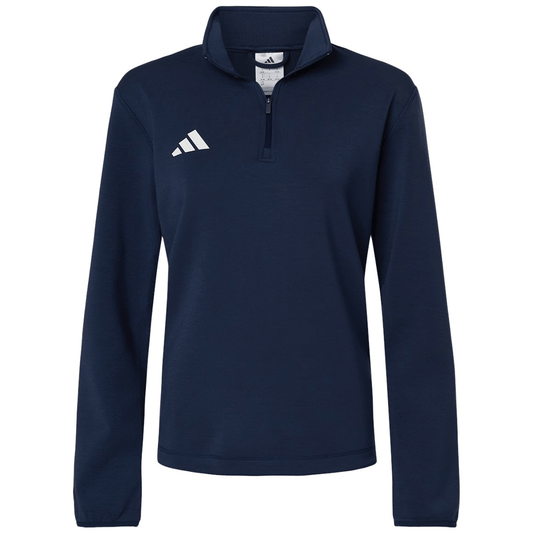adidas Women's Team Navy Blue/White 3-Stripes Quarter-Zip Pullover