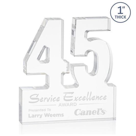 St. Regis Clear Astoria Award Number 45 - Laser Engraved