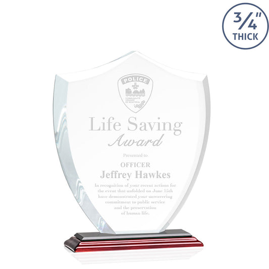 St. Regis Rosewood Scudo Shield Award 6.25" x 7.75" x 3" with Standard Base - Laser Engraved