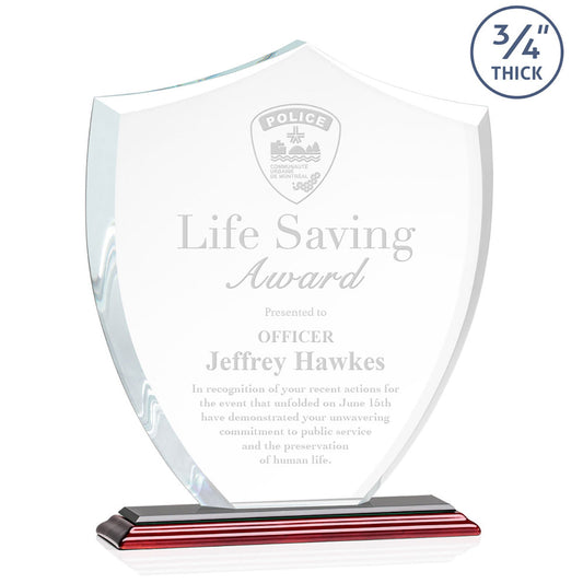 St. Regis Rosewood Scudo Shield Award 8.125" x 9.75" x 3" with Standard Base - Laser Engraved